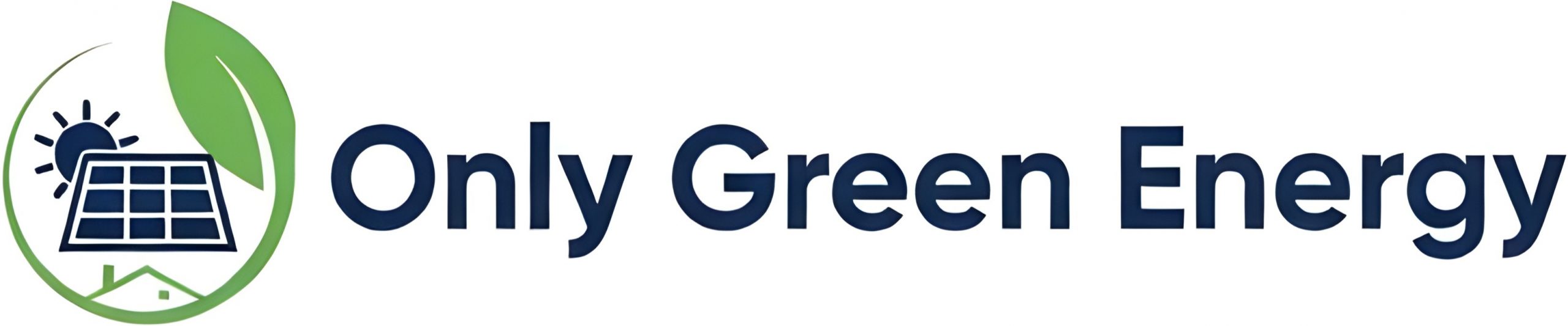 Logotipo de Only Green Energy con icono de panel solar. Alquiler de techos para placas solares.