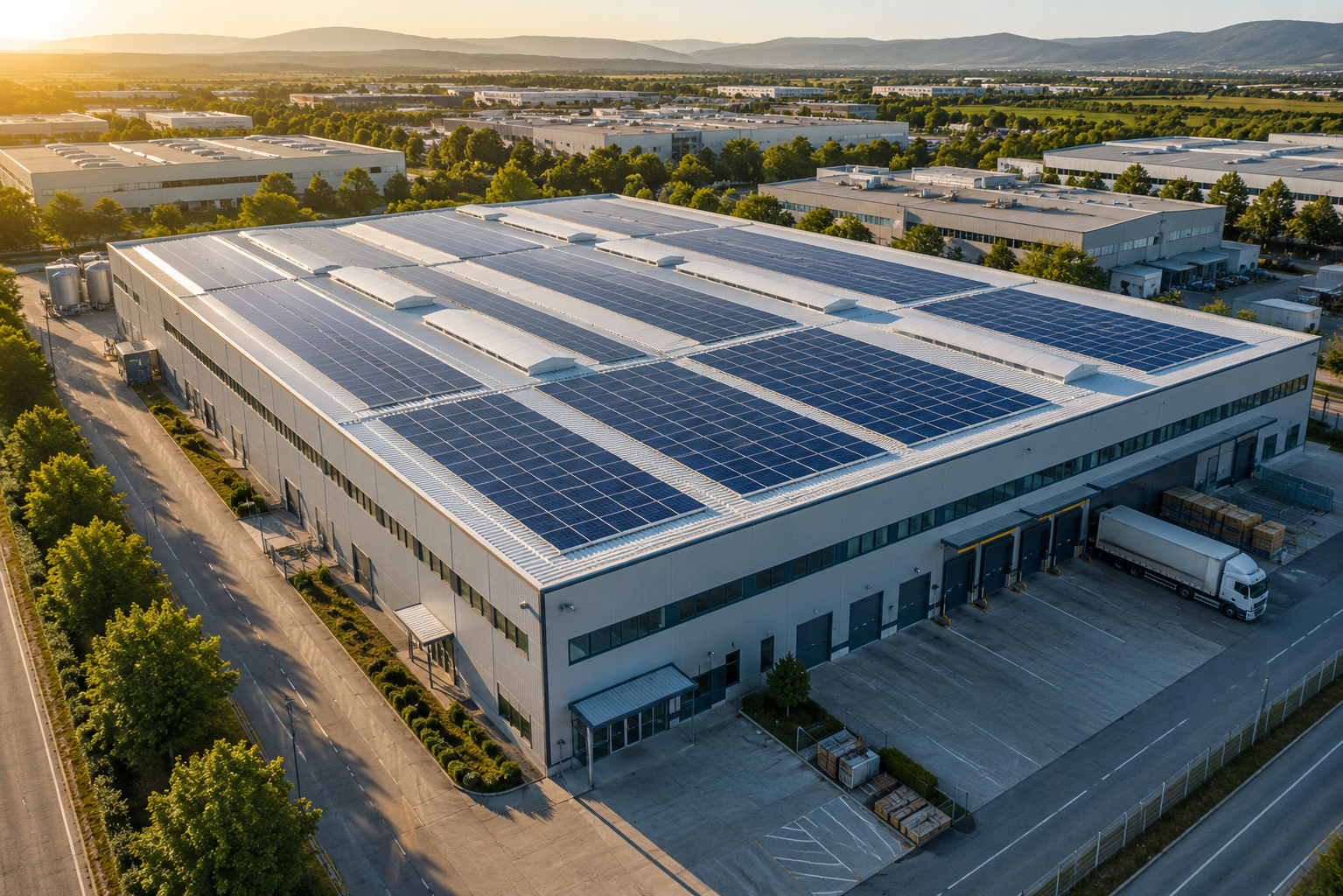 Instalación de energía solar fotovoltaica en cubierta de nave industrial