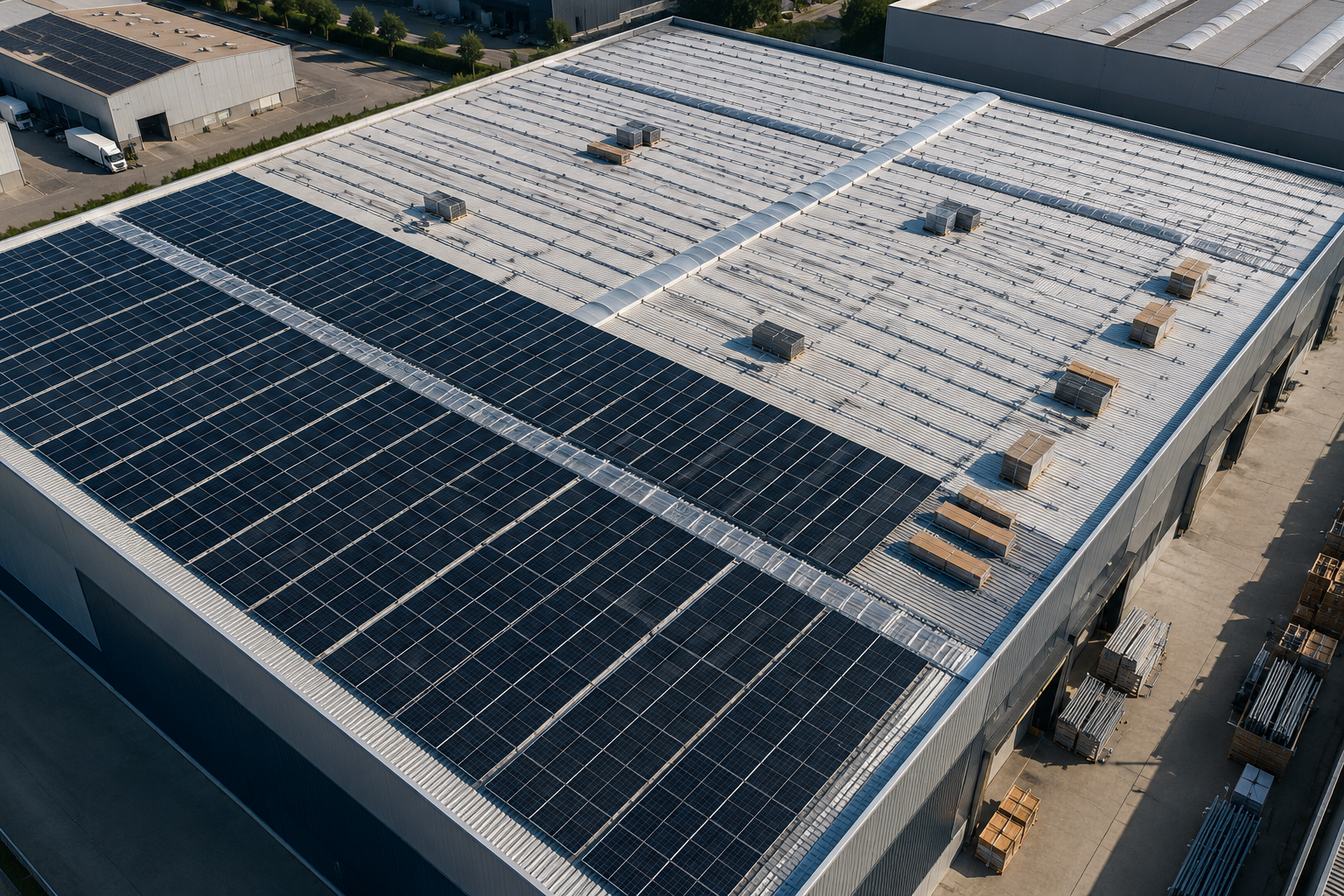 Quién paga placas solares alquiler cubierta de nave industrial