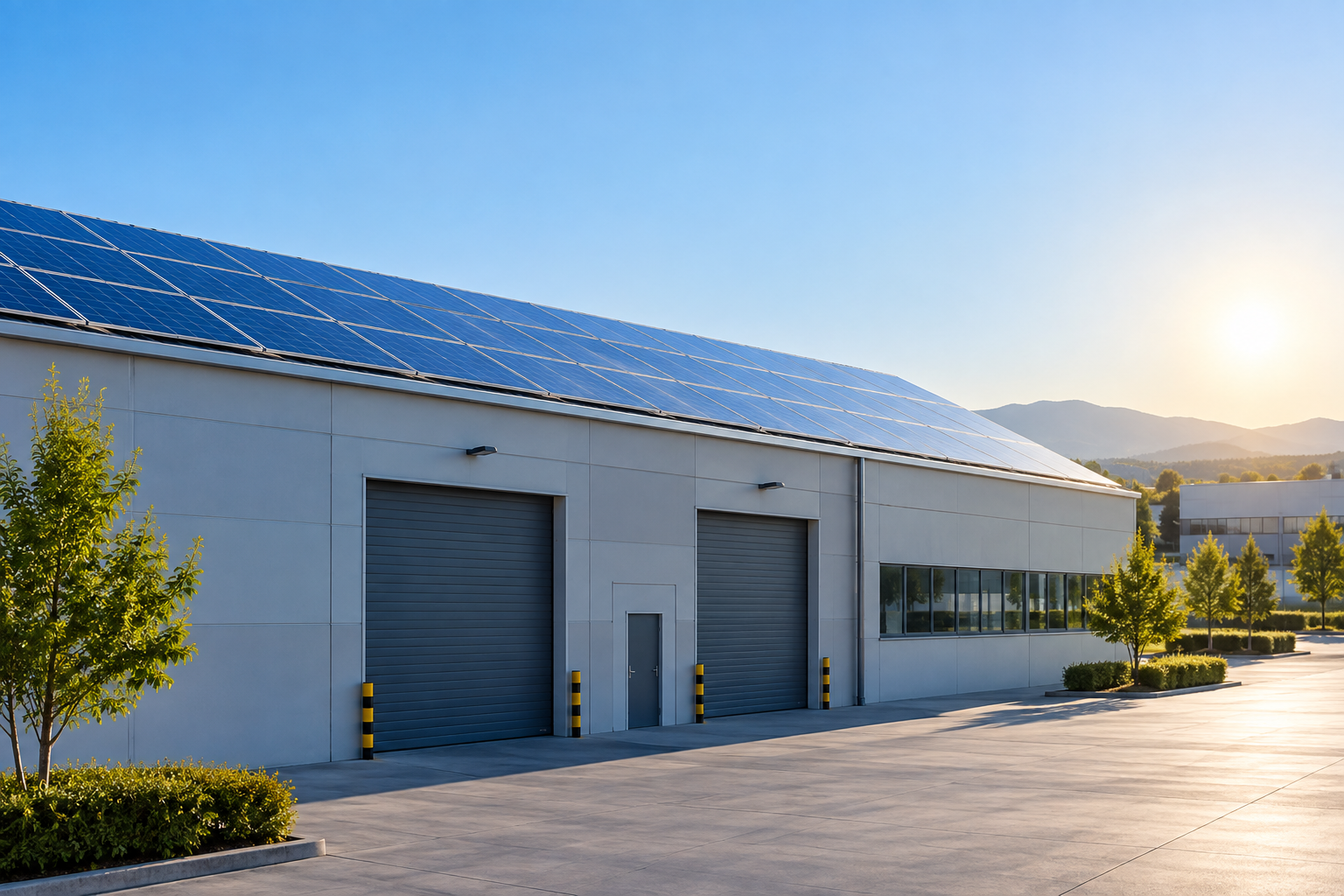 Energía solar empresa cerrada con placas fotovoltaicas